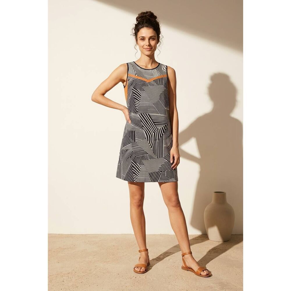 🔹️THML Blue and White Geo Print Sleeveless Dress Small
